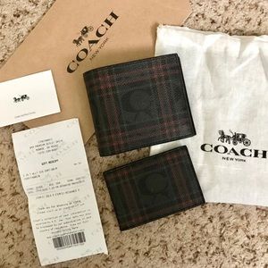 3in1 Wallet in Sign Canvas W/Shirting Plaid Print